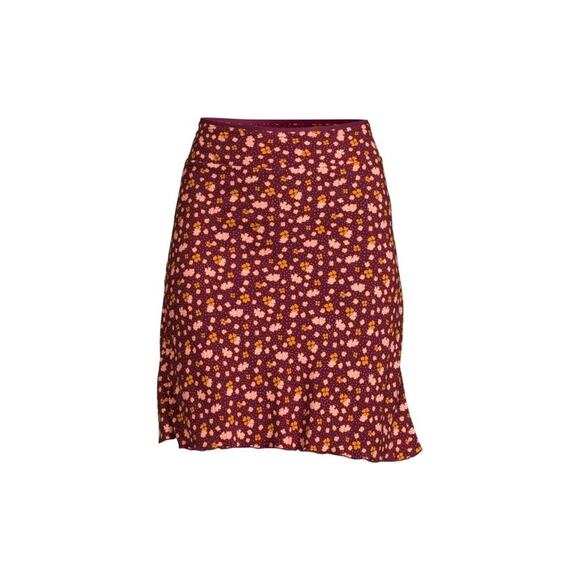 Free People IRL Floral Print Mini Slip Skirt in Plum Combo Size 10 - Picture 2 of 12